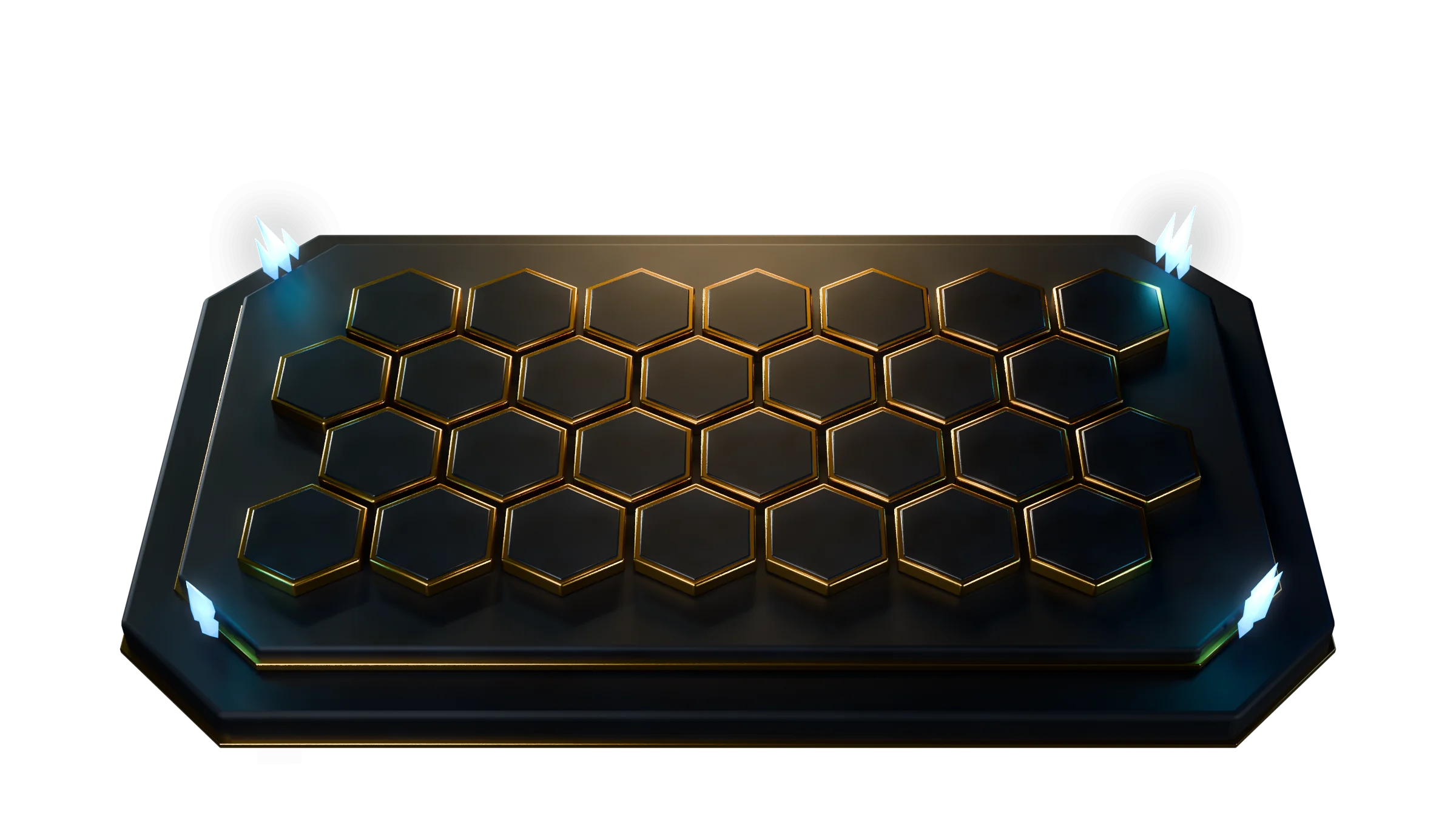The Night Arena: an obsidian TFT board lit in gold